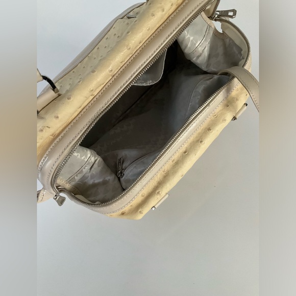 Longchamp Natural Tan Ostrich Leather Legend Bag Purse Satchel - Picture 11 of 15